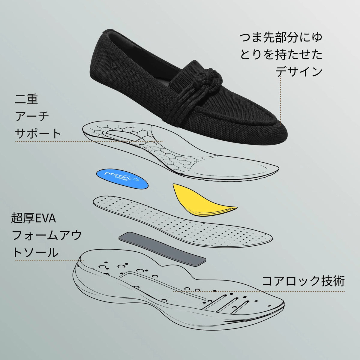 [Walker Pro Iasmin] 撥水加工 ラウンドトゥ スニーカー ローファー